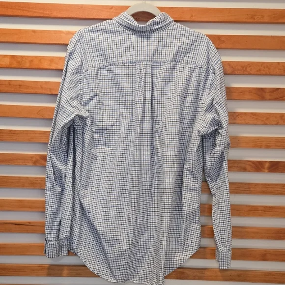 Ralph Lauren Classic Fit Button-Down Shirt XL Blue & Cream Check Cotton - Picture 4 of 5